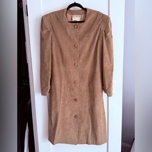 Vintage Carolina Herrera Camel Suede Trench Coat